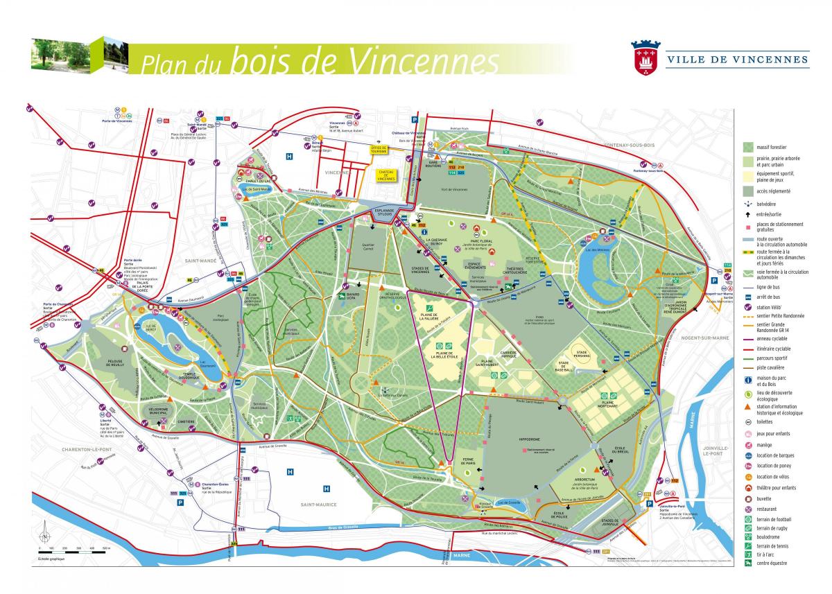 מפה של Bois de Vincennes