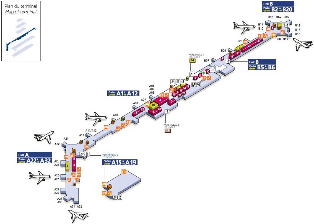 מפה של דרום נמל התעופה אורלי-פריז