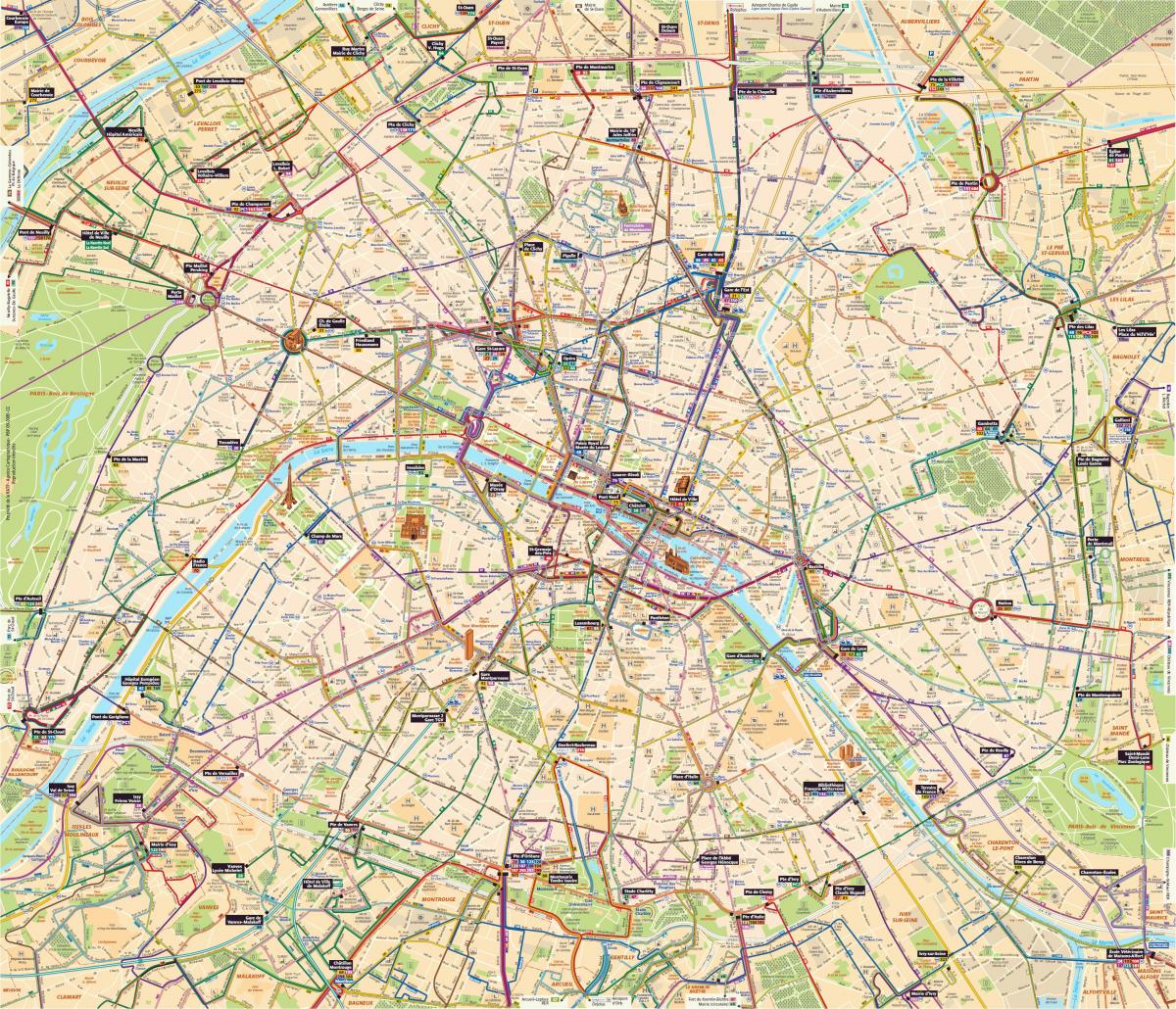 מפה של פריז אוטובוס