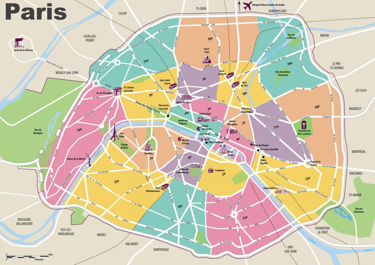 מפה של פריז אטרקציות