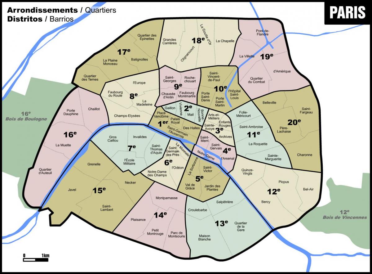 מפה של פריז שכונות