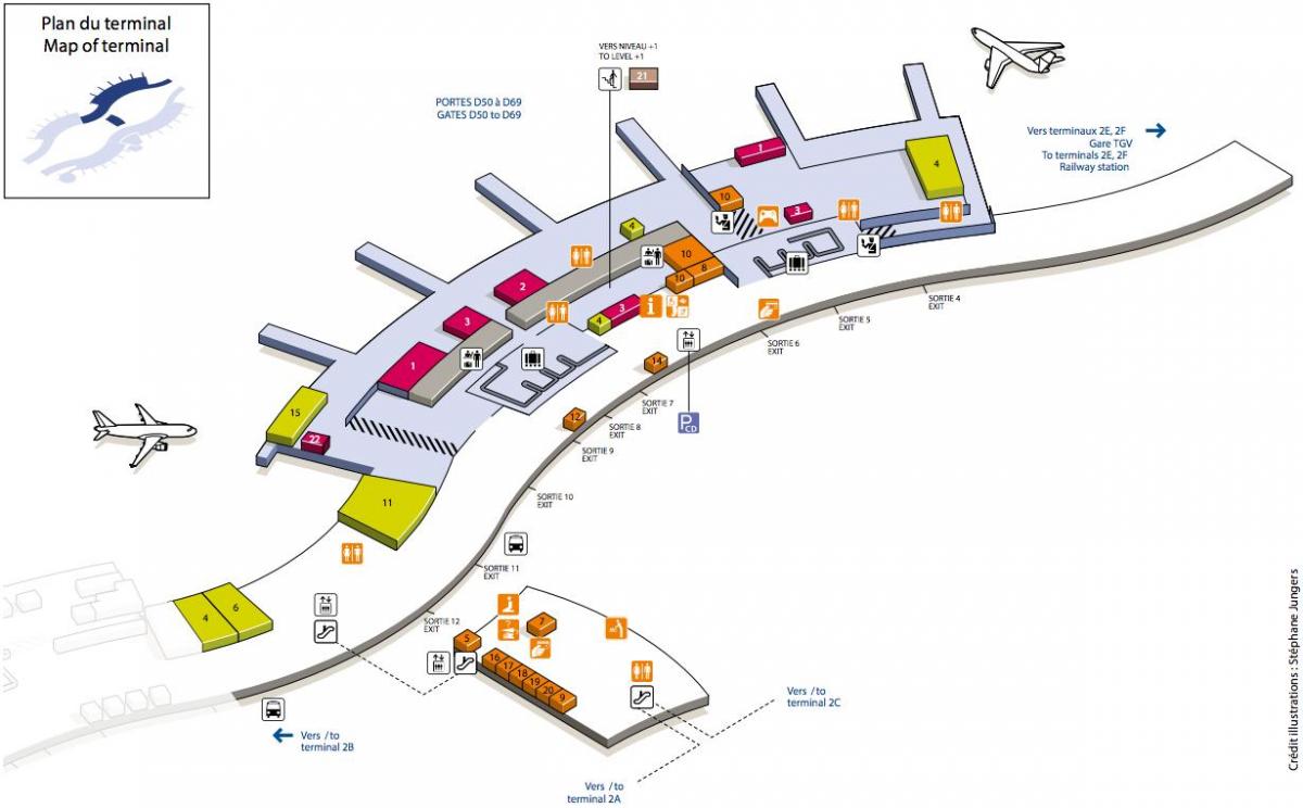 מפה של CDG airport terminal 2D