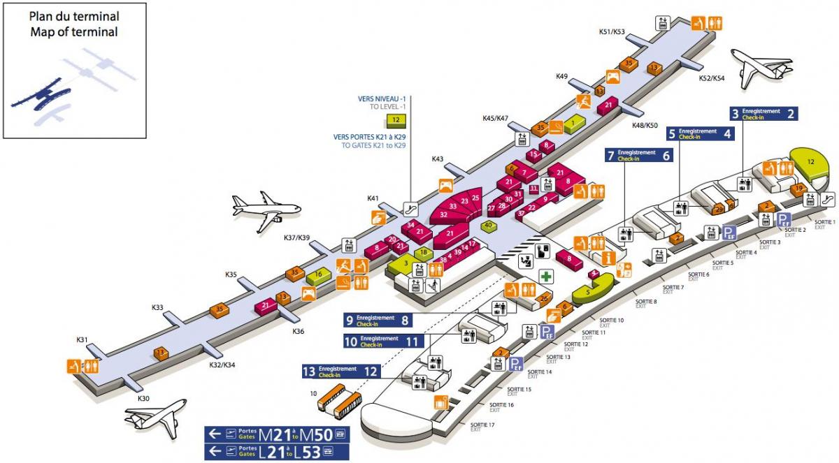 מפה של CDG airport terminal 2E