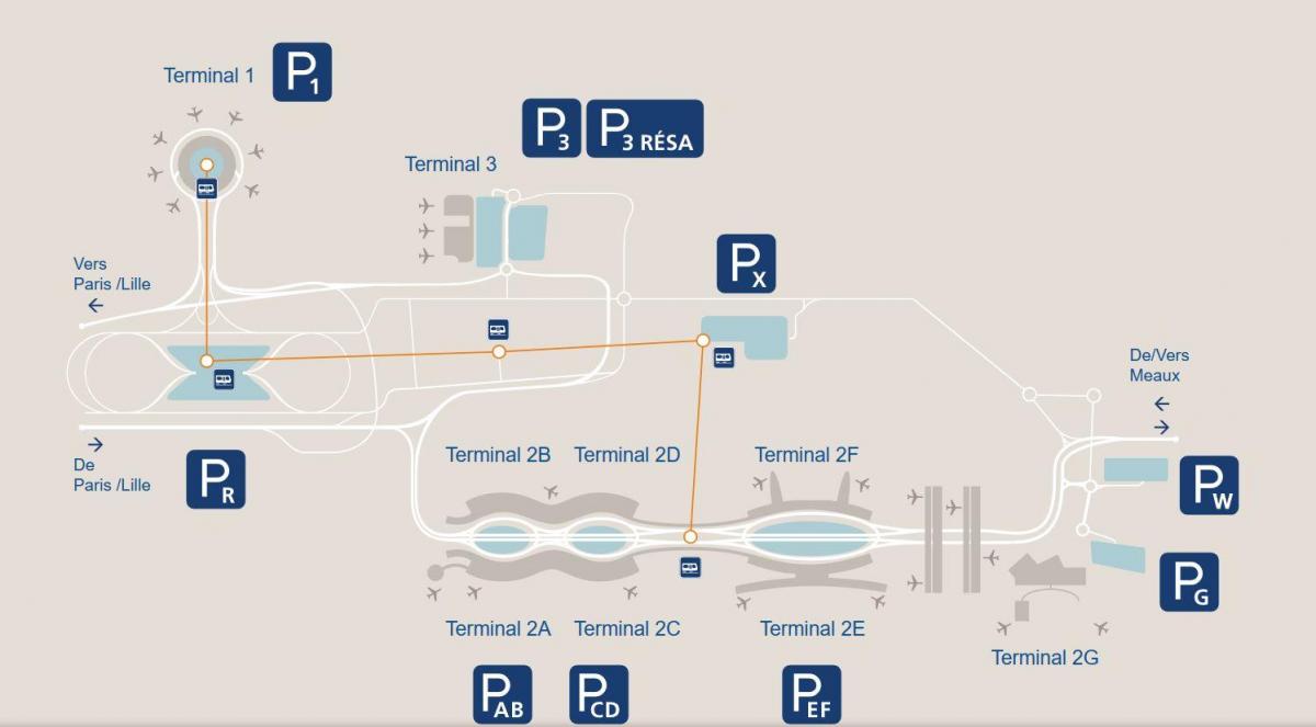 מפה של CDG airport חניה