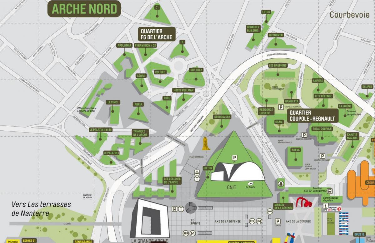 מפה של La Défense צפון Arche