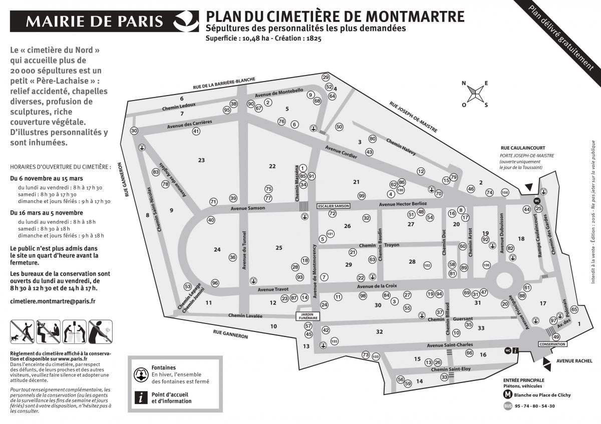 מפת בית הקברות של מונמארטר (Montmartre)