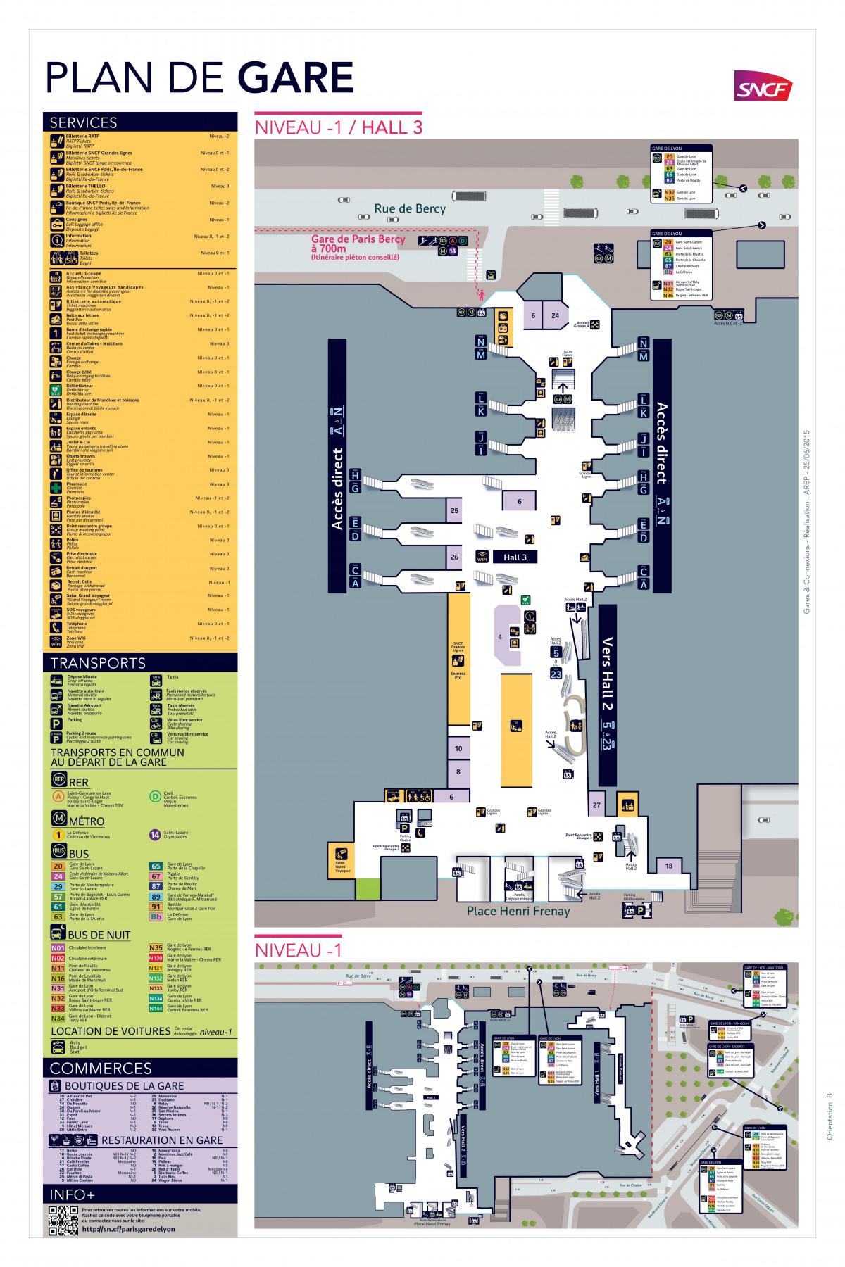 מפה של פריז גאר דה ליון אולם 3