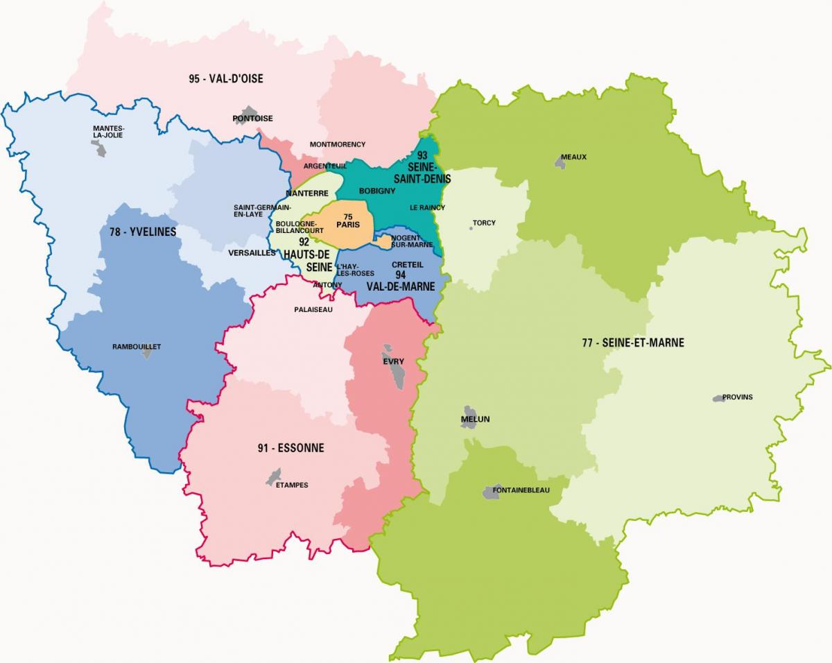 מפה של région parisienne