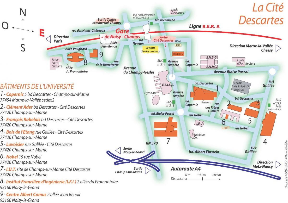 מפה של Univesity פריז דקארט