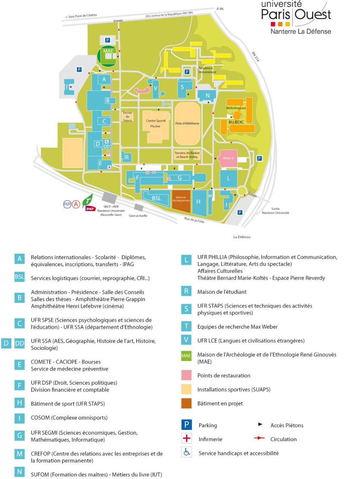 מפה של אוניברסיטת נאנטר