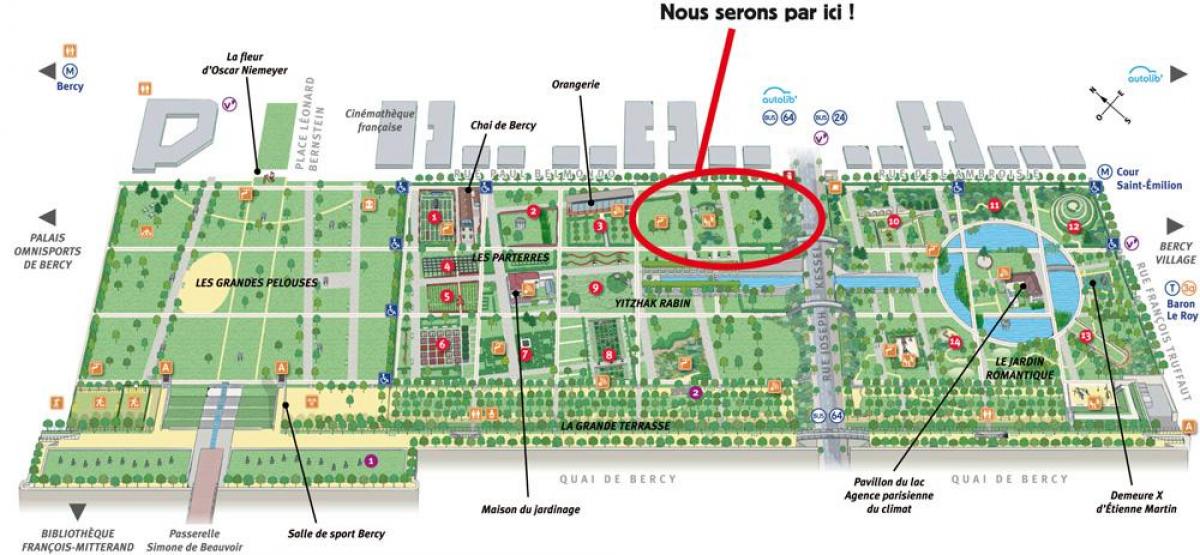 מפה של Parc de Bercy