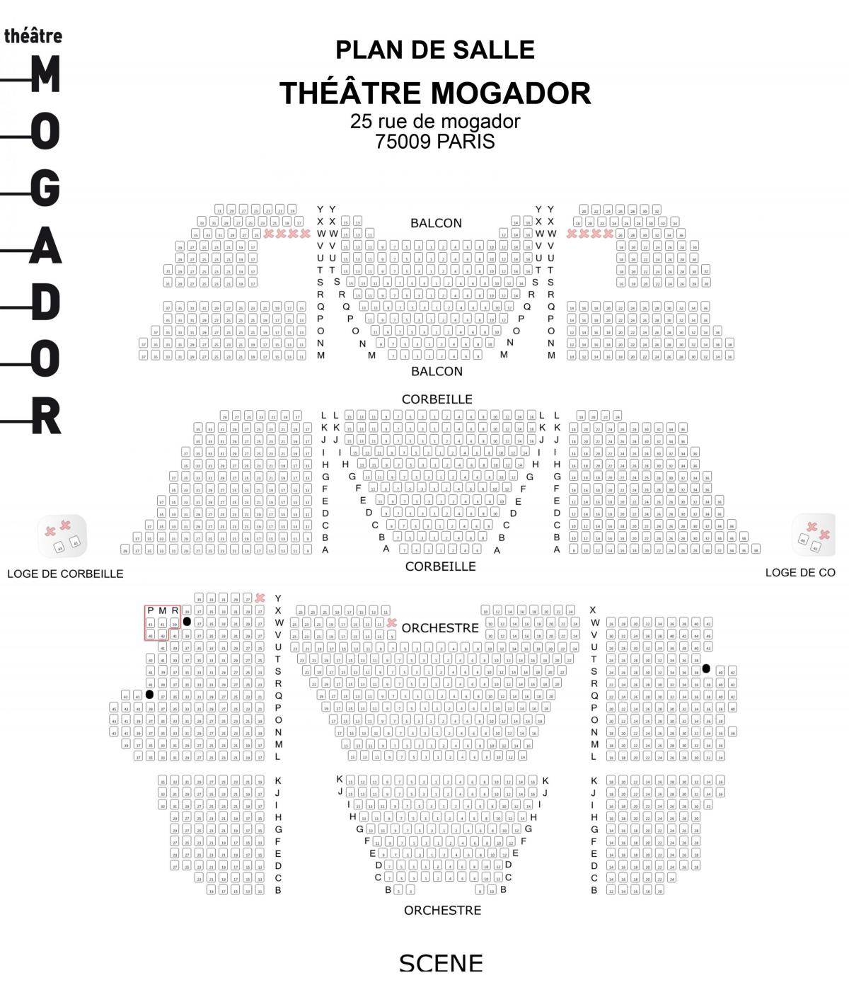 מפה של Théâtre מוגדור