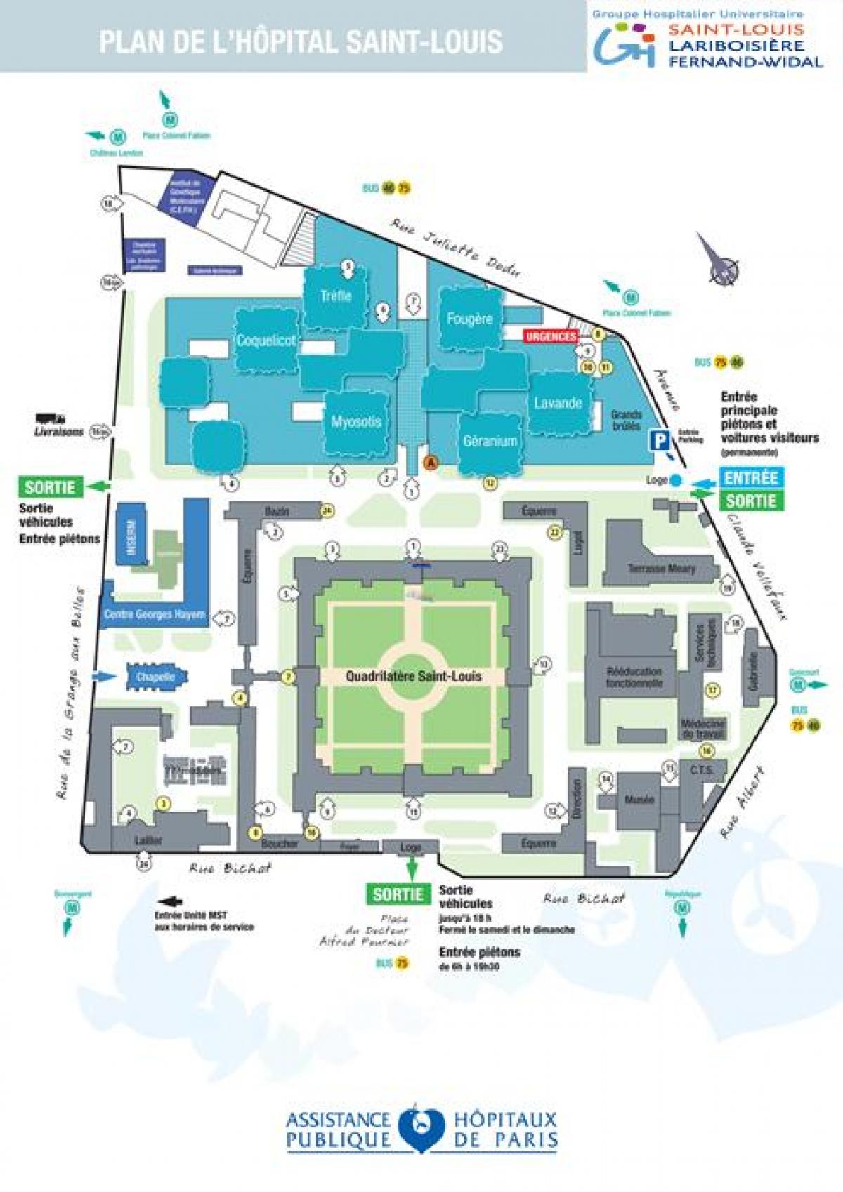מפה של בית החולים סנט לואי