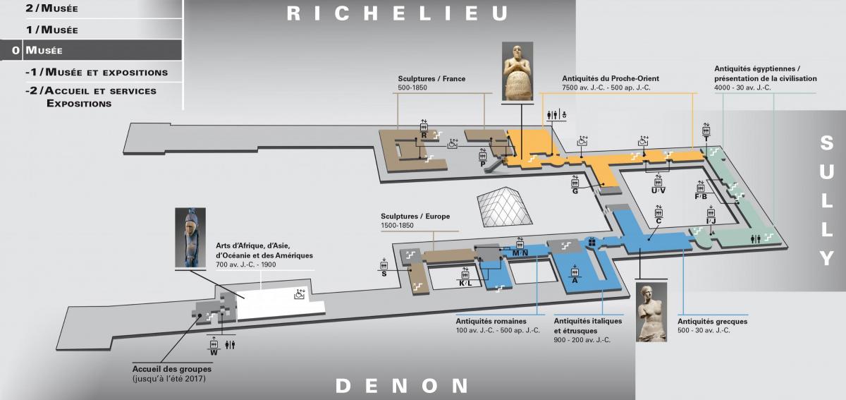 מפה של מוזיאון הלובר (louvre) רמה 0