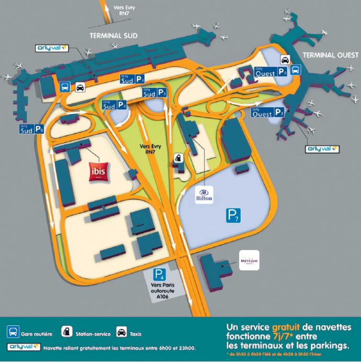 מפה של נמל התעופה אורלי-פריז