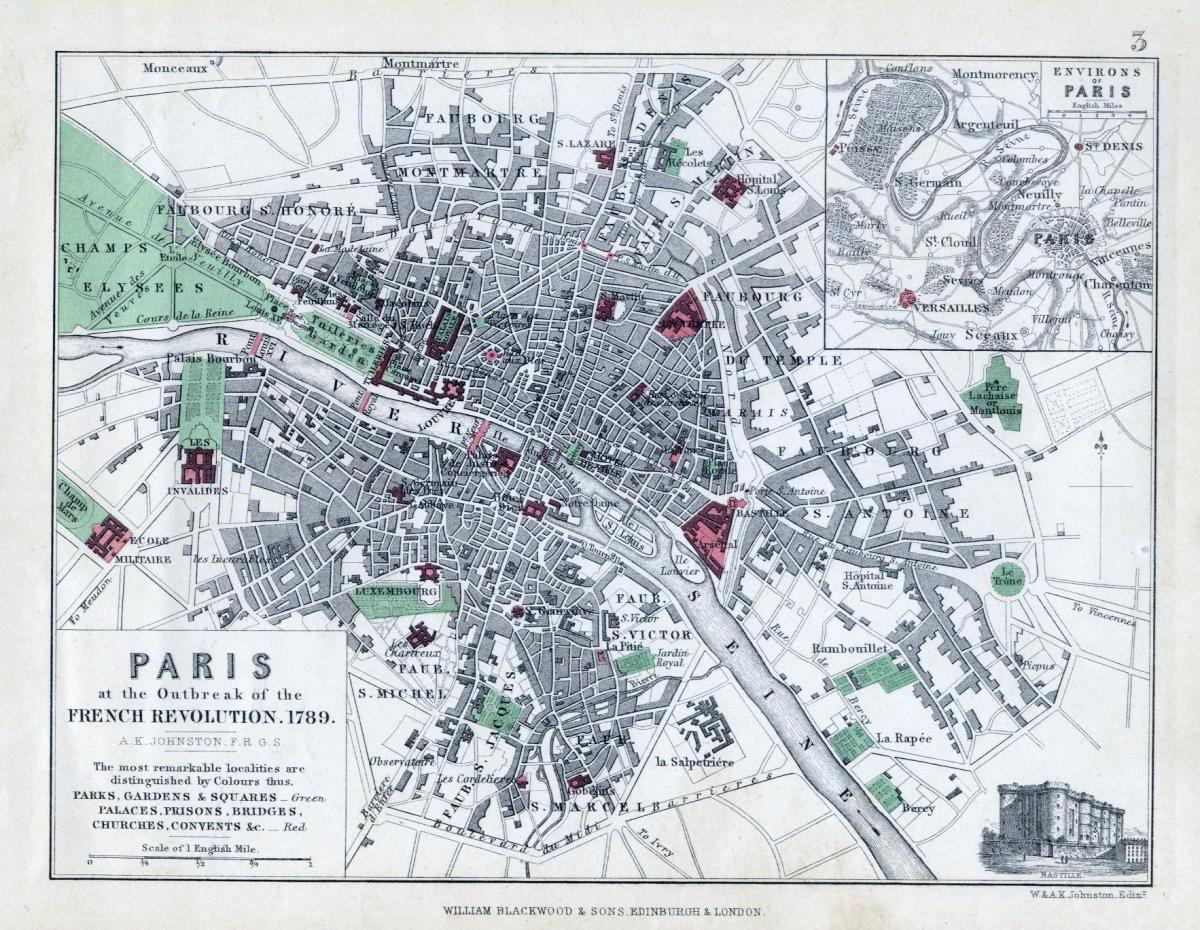 מפה של פריז, 1789