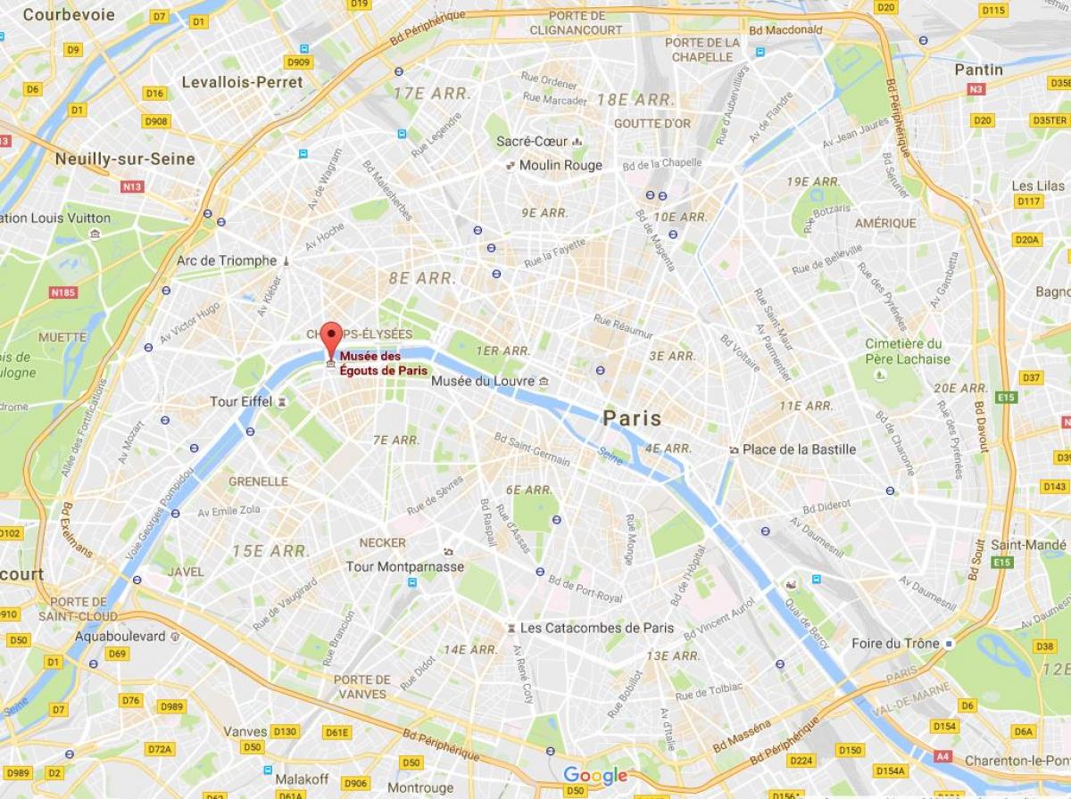 מפה של פריז מערכת הביוב.