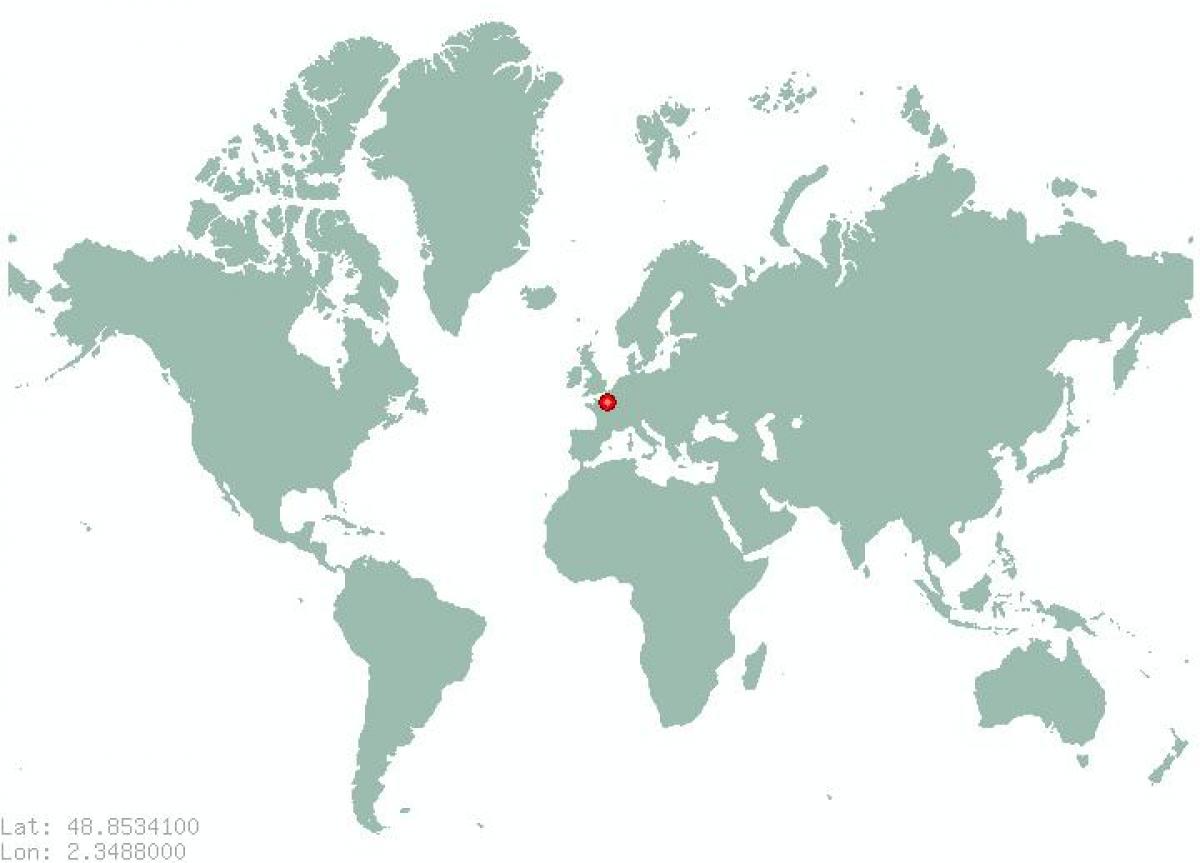 מפה של פריז על מפת העולם