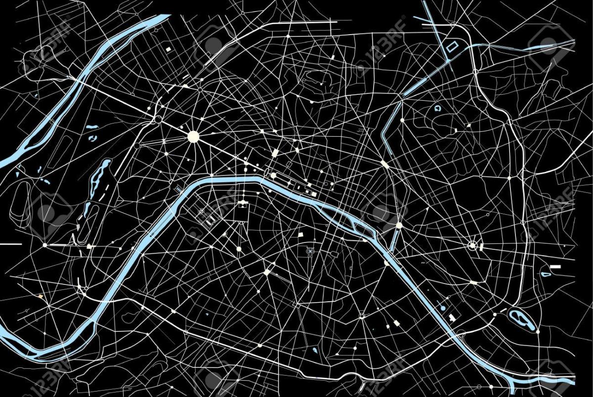 מפה של פריז שחור לבן