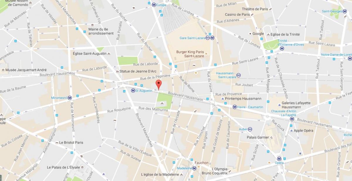 מפה של שדרות האוסמן (boulevard Haussmann