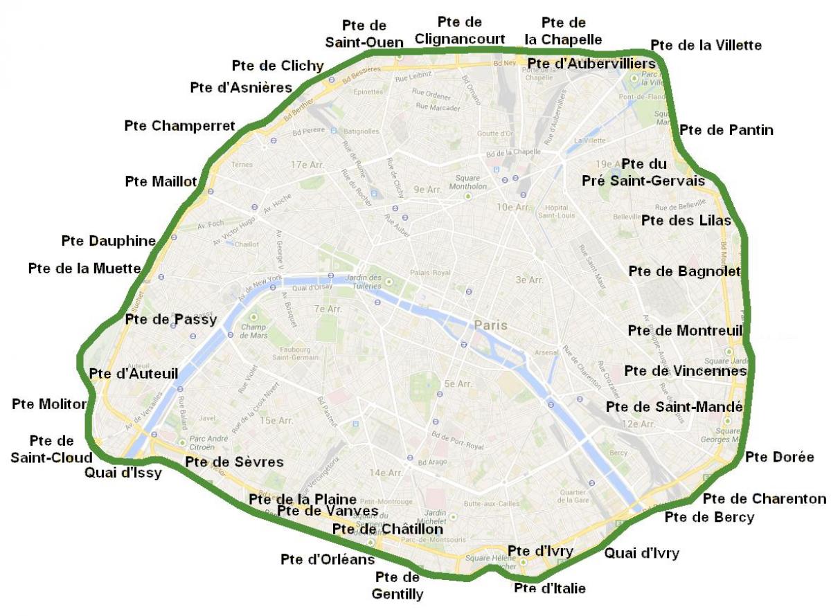 מפת שערי העיר של פריז