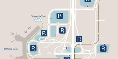 מפה של נמל התעופה אורלי חניה