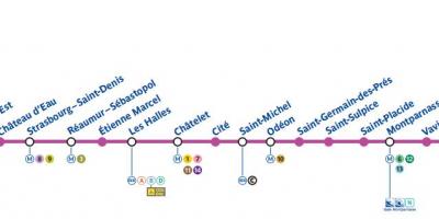 מפה של פריז רכבת תחתית קו 4